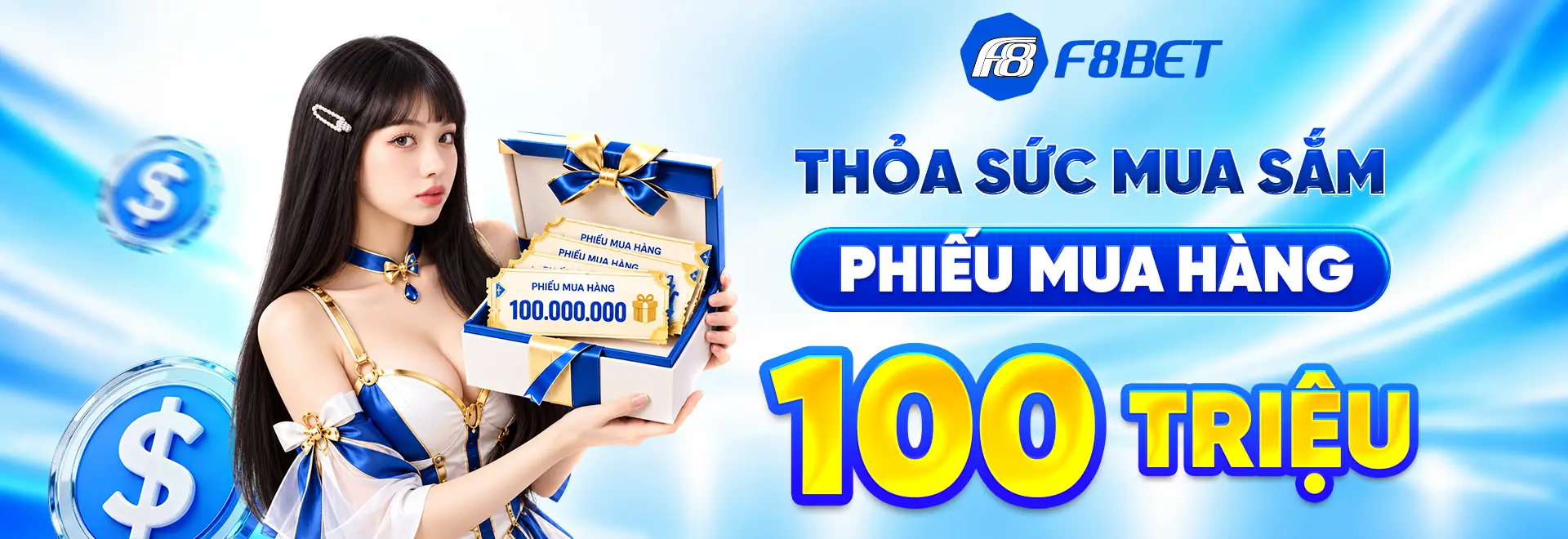 f8bet banner thỏa sức mua sắm phiếu quà tặng 100 triệu
